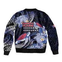 Tuamotu Islands Sleeve Zip Bomber Jacket Polynesian Pattern With Turtle