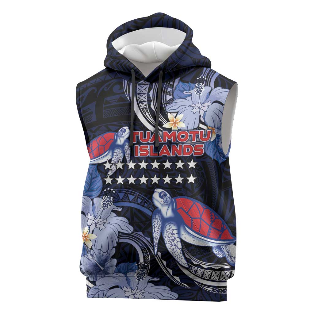 Tuamotu Islands Sleeveless Hoodie Polynesian Pattern With Turtle LT05 Black - Polynesian Pride