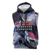 Tuamotu Islands Sleeveless Hoodie Polynesian Pattern With Turtle LT05 Black - Polynesian Pride