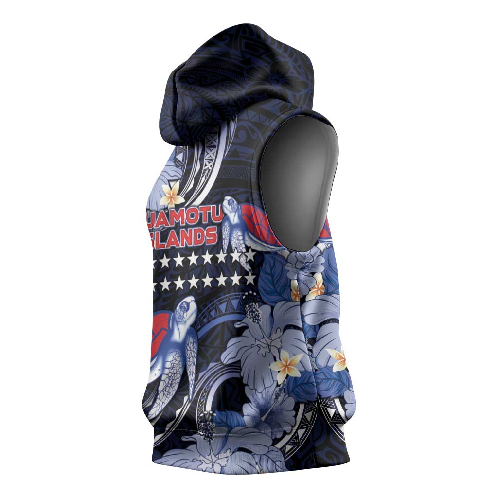 Tuamotu Islands Sleeveless Hoodie Polynesian Pattern With Turtle LT05 - Polynesian Pride
