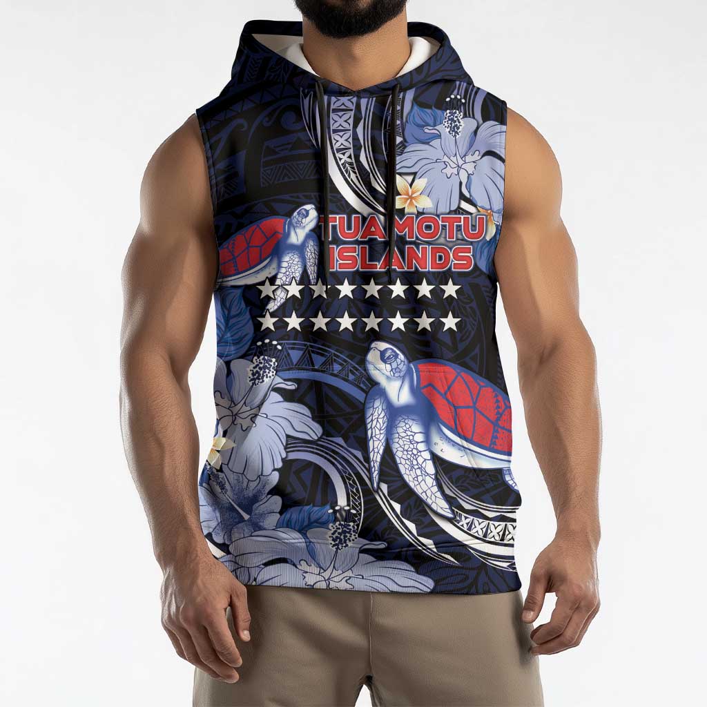 Tuamotu Islands Sleeveless Hoodie Polynesian Pattern With Turtle LT05 - Polynesian Pride