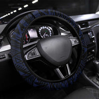 Tuamotu Islands Steering Wheel Cover Polynesian Pattern With Turtle LT05 Universal Fit Black - Polynesian Pride