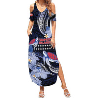 Tuamotu Islands Summer Maxi Dress Polynesian Pattern With Turtle LT05 Women Black - Polynesian Pride