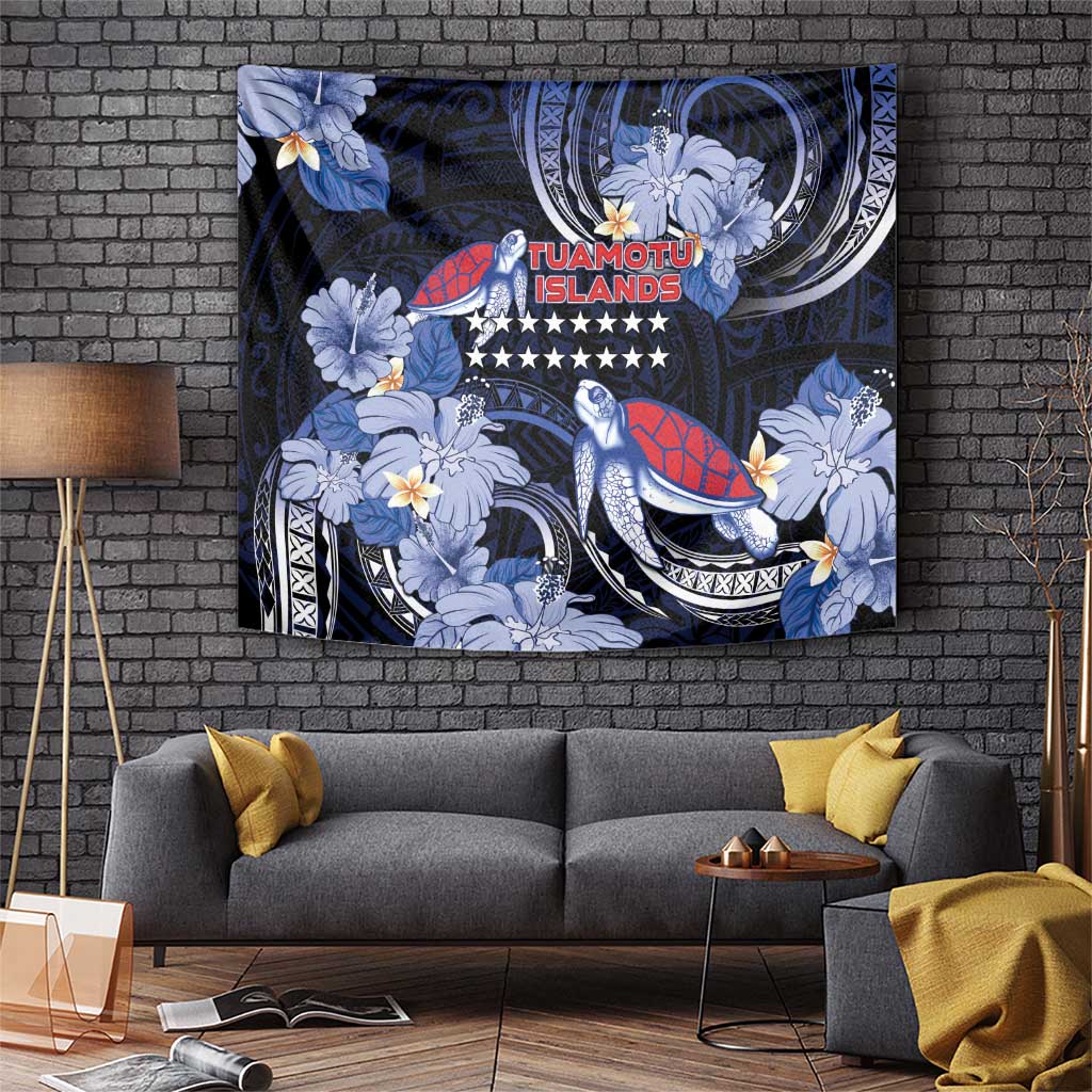 Tuamotu Islands Tapestry Polynesian Pattern With Turtle LT05 Black - Polynesian Pride