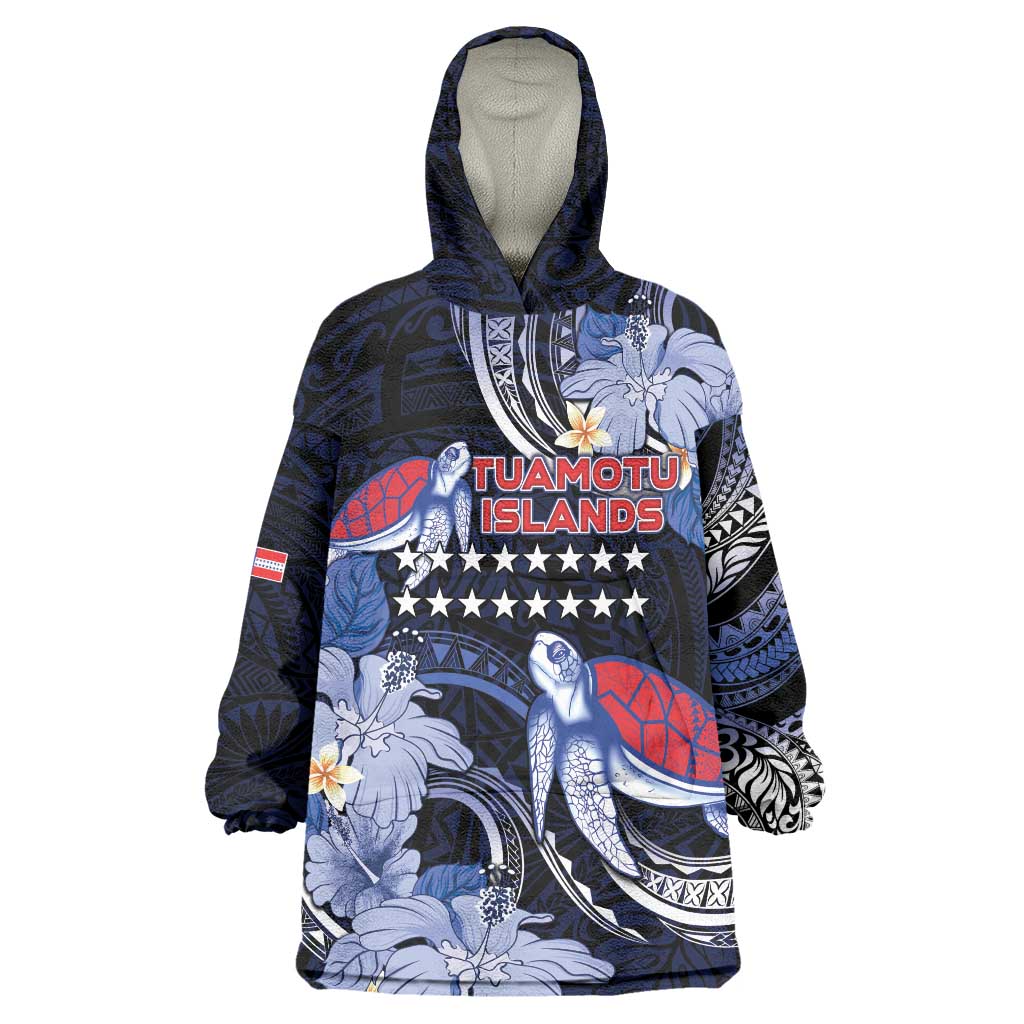 Tuamotu Islands Wearable Blanket Hoodie Polynesian Pattern With Turtle