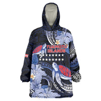 Tuamotu Islands Wearable Blanket Hoodie Polynesian Pattern With Turtle