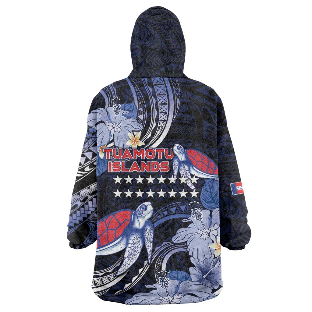 Tuamotu Islands Wearable Blanket Hoodie Polynesian Pattern With Turtle