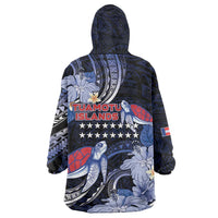 Tuamotu Islands Wearable Blanket Hoodie Polynesian Pattern With Turtle