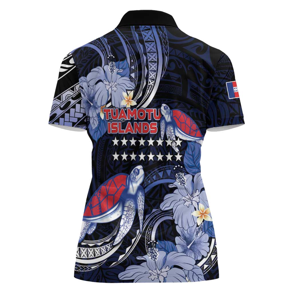 Tuamotu Islands Women Polo Shirt Polynesian Pattern With Turtle