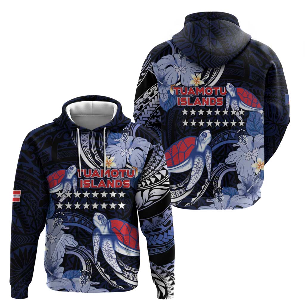 Tuamotu Islands Zip Hoodie Polynesian Pattern With Turtle