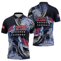 Tuamotu Islands Zipper Polo Shirt Polynesian Pattern With Turtle