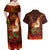 Samoa Siva Afi Festival Couples Matching Off Shoulder Maxi Dress and Hawaiian Shirt Fire Knife Dancing LT05 - Polynesian Pride