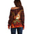 Samoa Siva Afi Festival Off Shoulder Sweater Fire Knife Dancing LT05 - Polynesian Pride