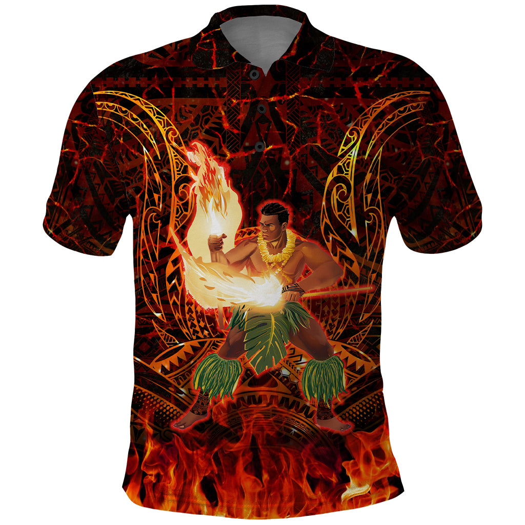 Samoa Siva Afi Festival Polo Shirt Fire Knife Dancing LT05 Green - Polynesian Pride