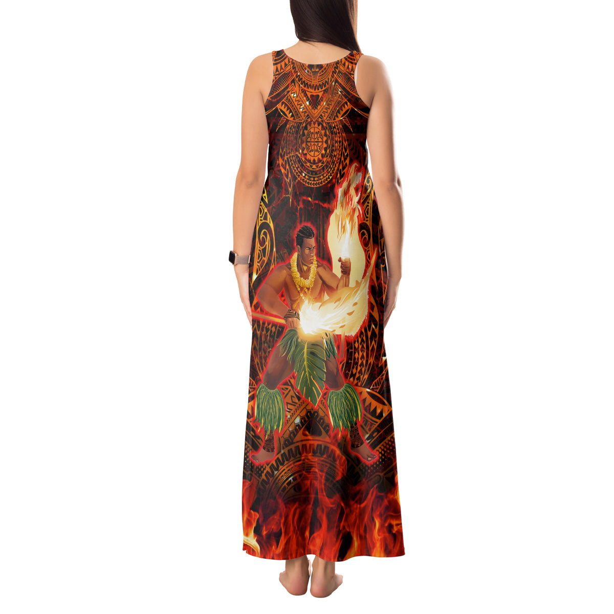 Samoa Siva Afi Festival Tank Maxi Dress Fire Knife Dancing LT05 - Polynesian Pride