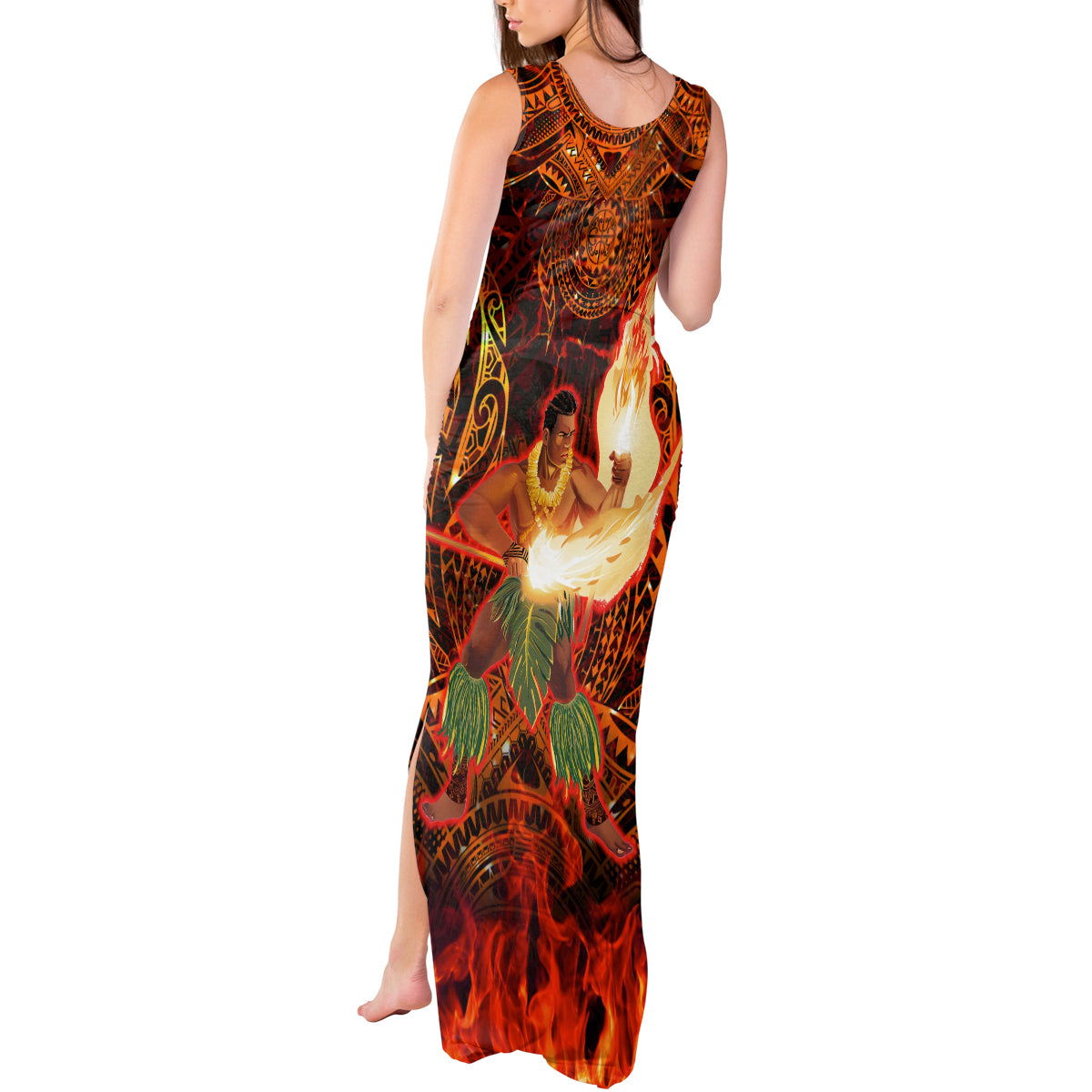 Samoa Siva Afi Festival Tank Maxi Dress Fire Knife Dancing LT05 - Polynesian Pride