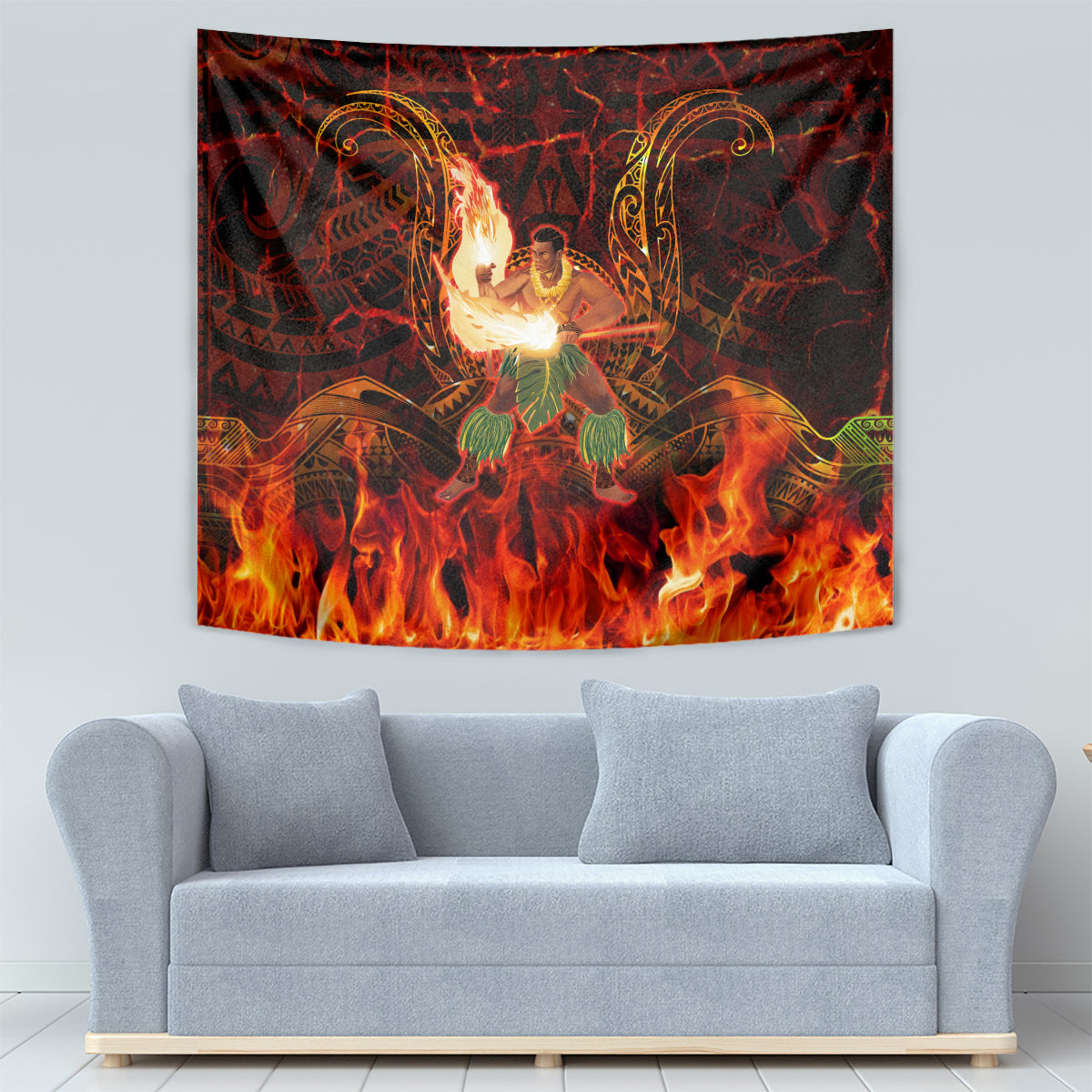 Samoa Siva Afi Festival Tapestry Fire Knife Dancing