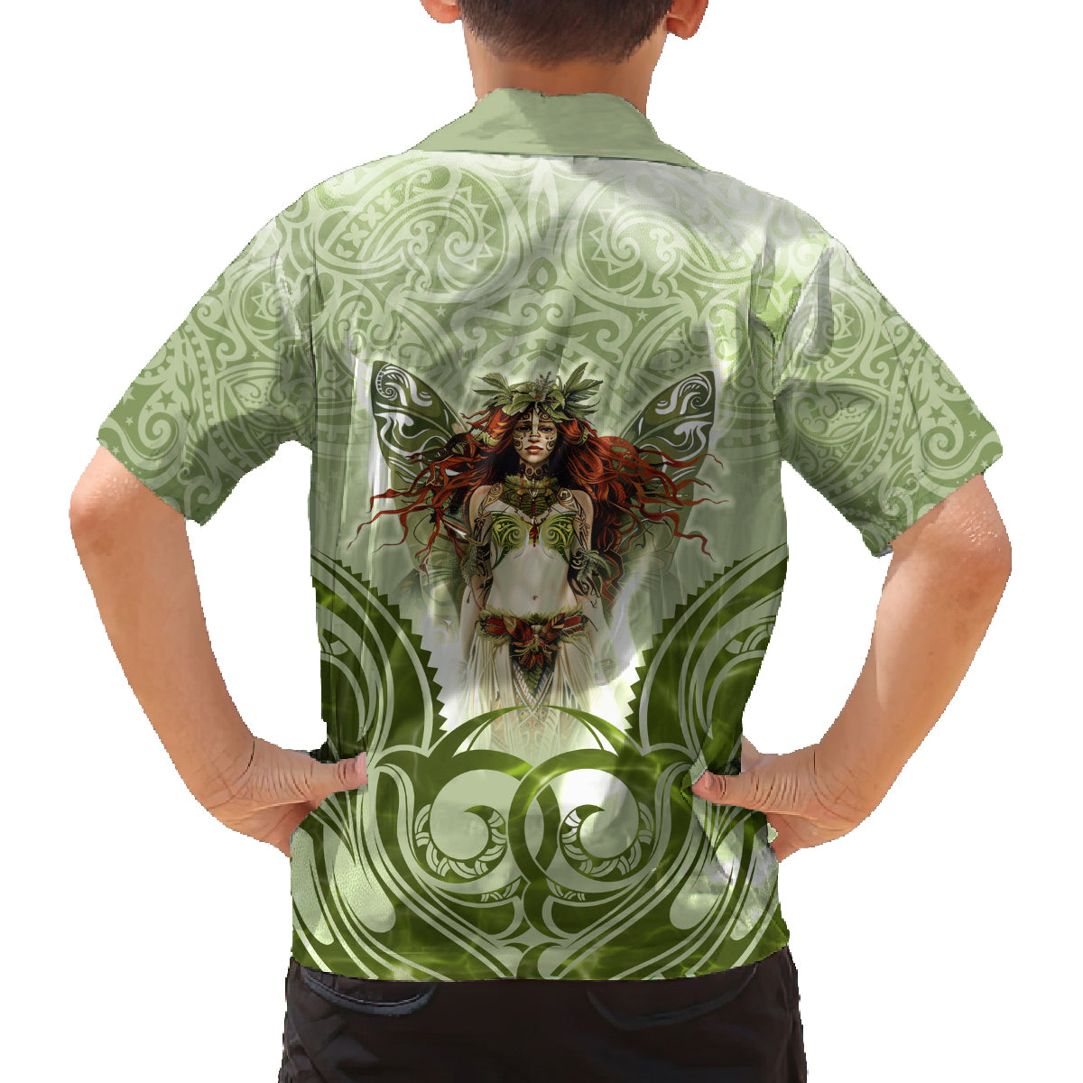New Zealand Maori Fairy Patupaiarehe Family Matching Off Shoulder Maxi Dress and Hawaiian Shirt Polynesian Style LT05 - Polynesian Pride