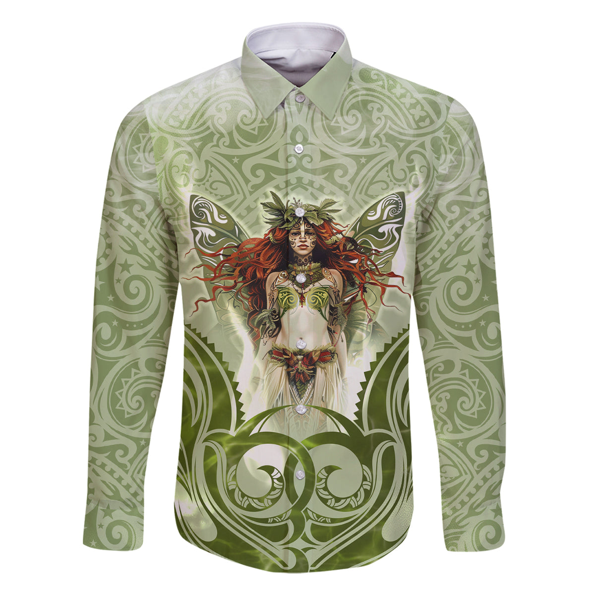 New Zealand Maori Fairy Patupaiarehe Family Matching Off Shoulder Maxi Dress and Hawaiian Shirt Polynesian Style LT05 Dad's Shirt - Long Sleeve Red - Polynesian Pride