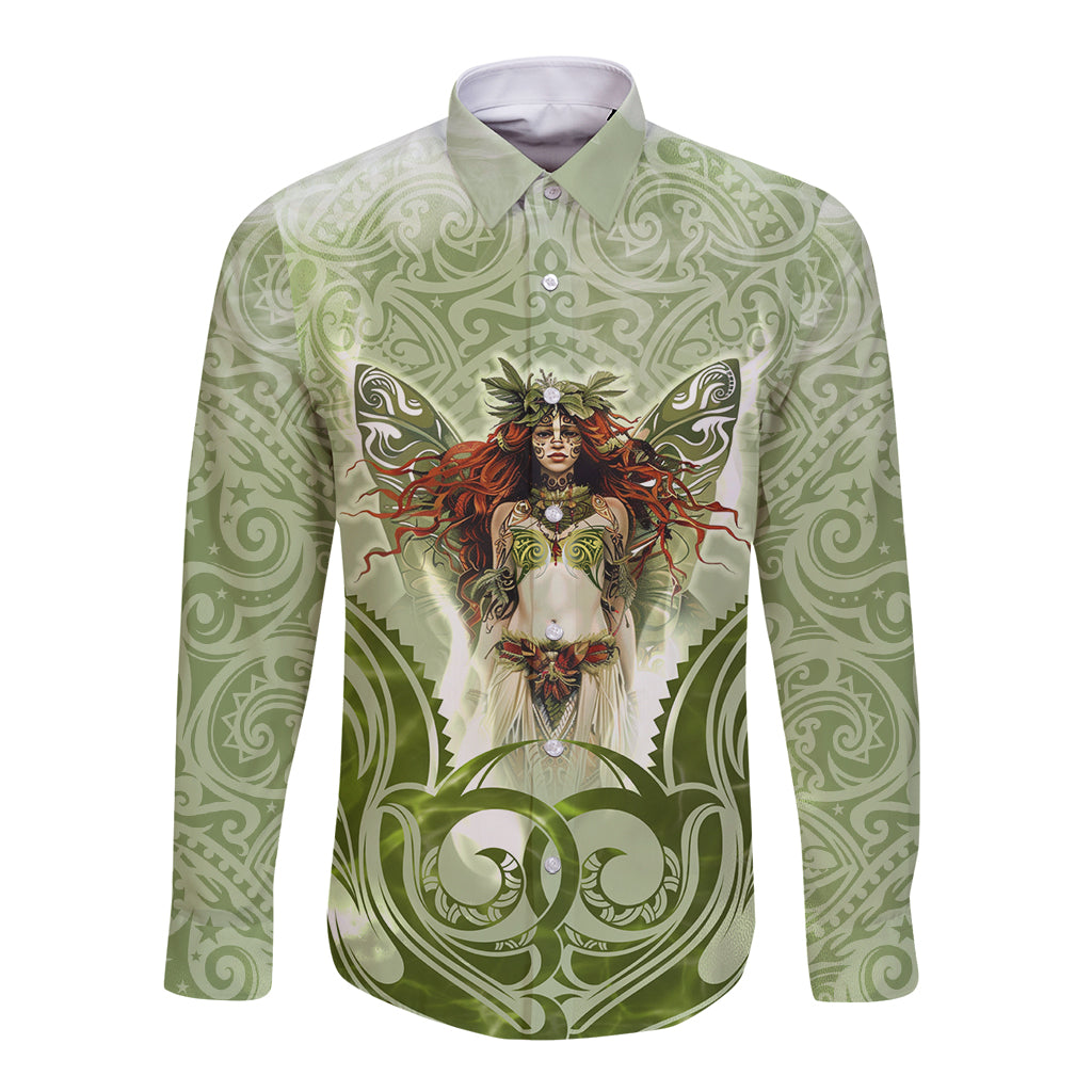 New Zealand Maori Fairy Patupaiarehe Long Sleeve Button Shirt Polynesian Style LT05 Unisex Red - Polynesian Pride