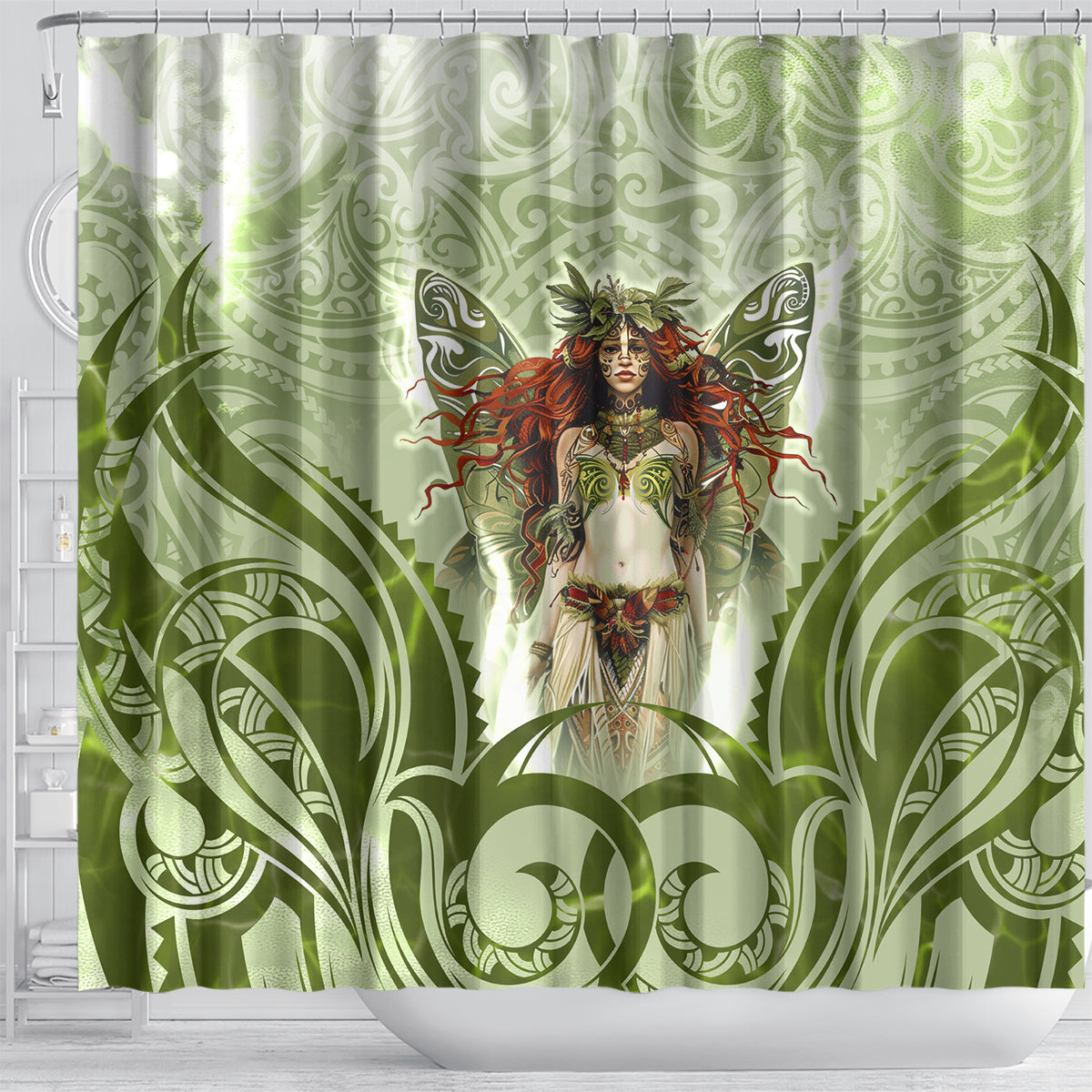 New Zealand Maori Fairy Patupaiarehe Shower Curtain Polynesian Style LT05 - Polynesian Pride