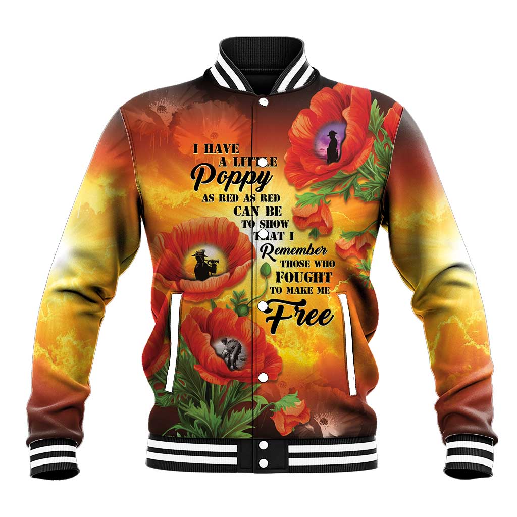 ANZAC Day Red Poppy Baseball Jacket Honoring The ANZAC Spirit