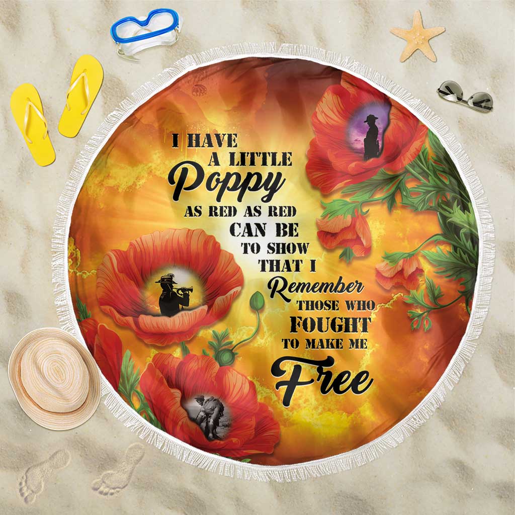ANZAC Day Red Poppy Beach Blanket Honoring The ANZAC Spirit