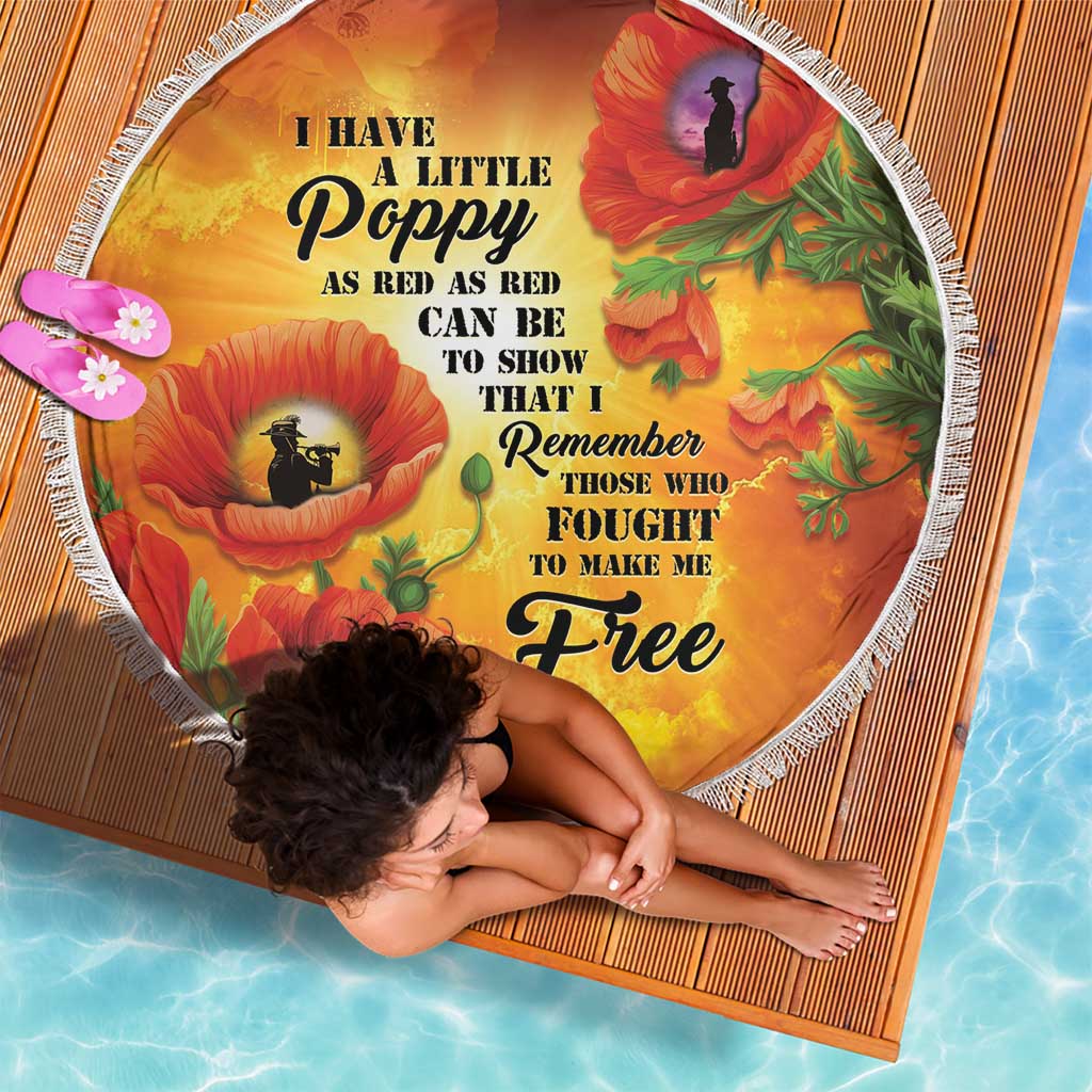 ANZAC Day Red Poppy Beach Blanket Honoring The ANZAC Spirit
