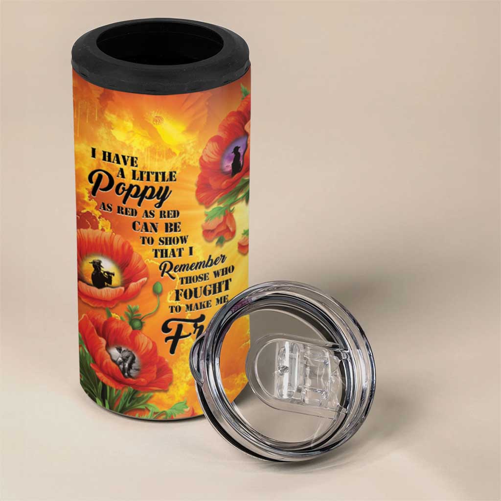 ANZAC Day Red Poppy 4 in 1 Can Cooler Tumbler Honoring The ANZAC Spirit LT05 - Polynesian Pride