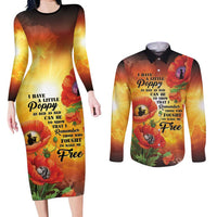 ANZAC Day Red Poppy Couples Matching Long Sleeve Bodycon Dress and Long Sleeve Button Shirt Honoring The ANZAC Spirit