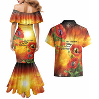 ANZAC Day Red Poppy Couples Matching Mermaid Dress and Hawaiian Shirt Honoring The ANZAC Spirit