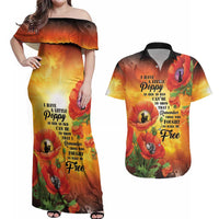 ANZAC Day Red Poppy Couples Matching Off Shoulder Maxi Dress and Hawaiian Shirt Honoring The ANZAC Spirit