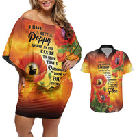 ANZAC Day Red Poppy Couples Matching Off Shoulder Short Dress and Hawaiian Shirt Honoring The ANZAC Spirit