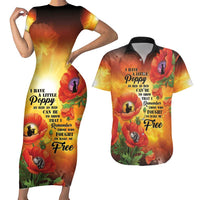 ANZAC Day Red Poppy Couples Matching Short Sleeve Bodycon Dress and Hawaiian Shirt Honoring The ANZAC Spirit