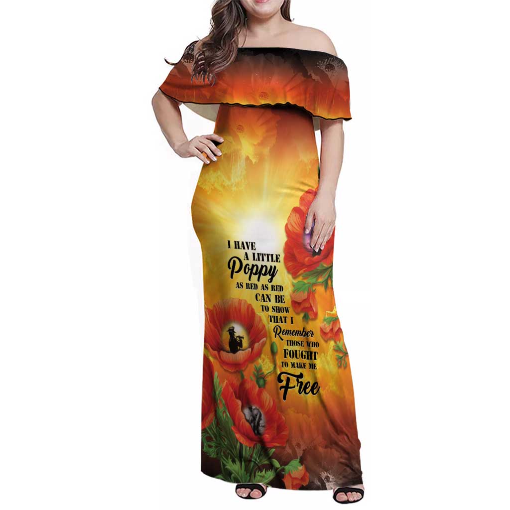 ANZAC Day Red Poppy Family Matching Off Shoulder Maxi Dress and Hawaiian Shirt Honoring The ANZAC Spirit