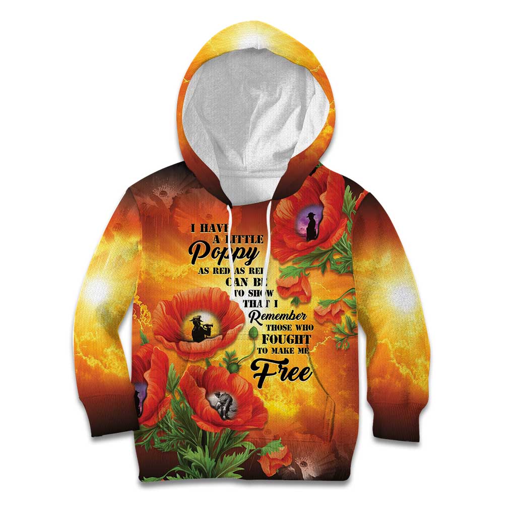 ANZAC Day Red Poppy Kid Hoodie Honoring The ANZAC Spirit