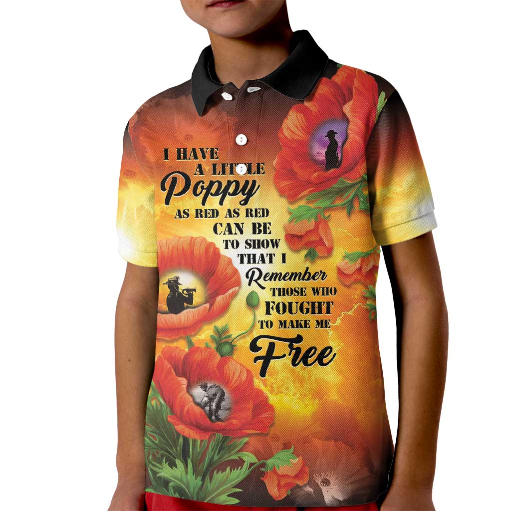 ANZAC Day Red Poppy Kid Polo Shirt Honoring The ANZAC Spirit