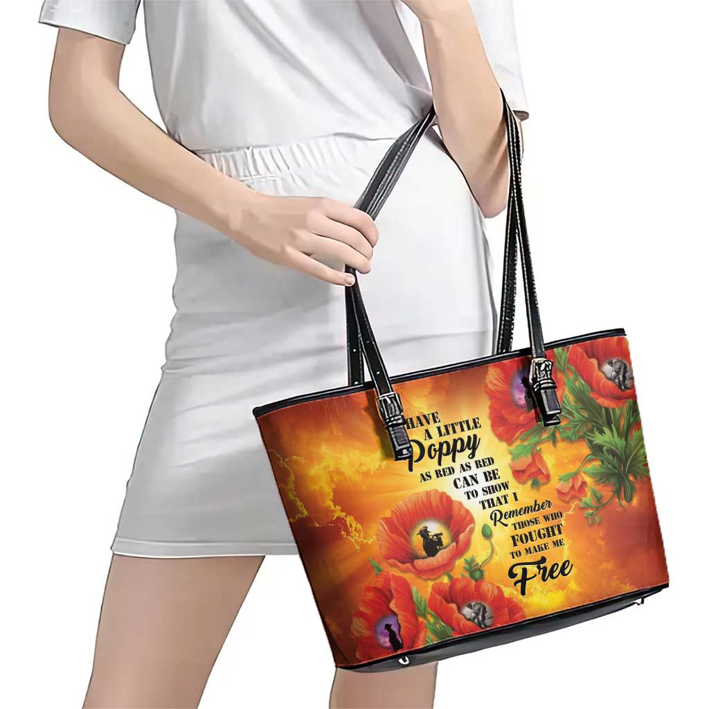 ANZAC Day Red Poppy Leather Tote Bag Honoring The ANZAC Spirit