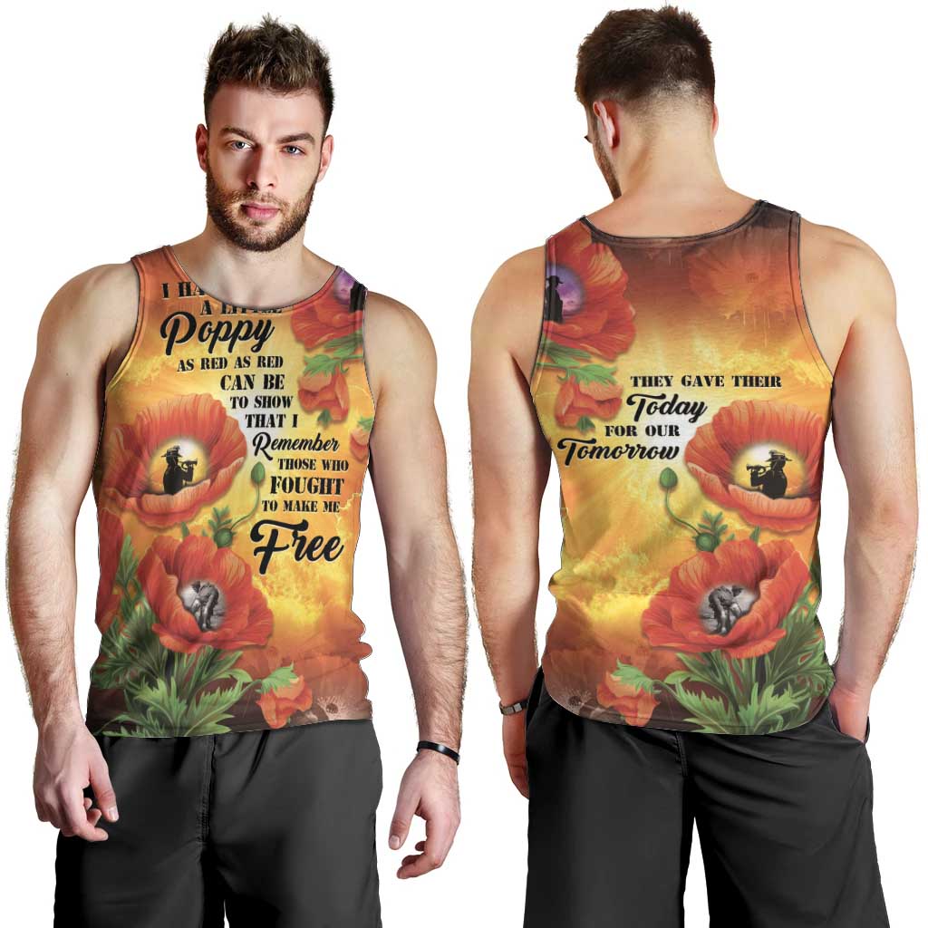 ANZAC Day Red Poppy Men Tank Top Honoring The ANZAC Spirit