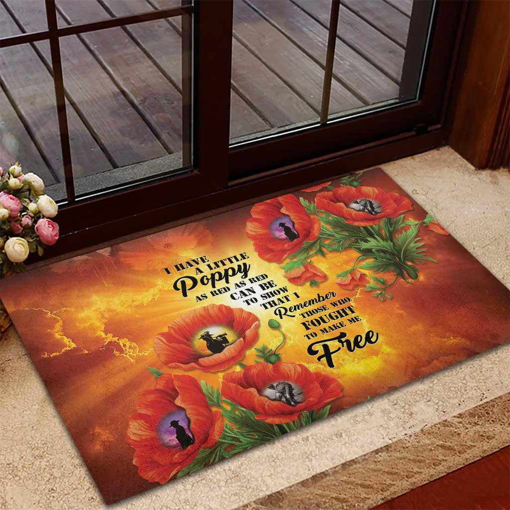 ANZAC Day Red Poppy Rubber Doormat Honoring The ANZAC Spirit