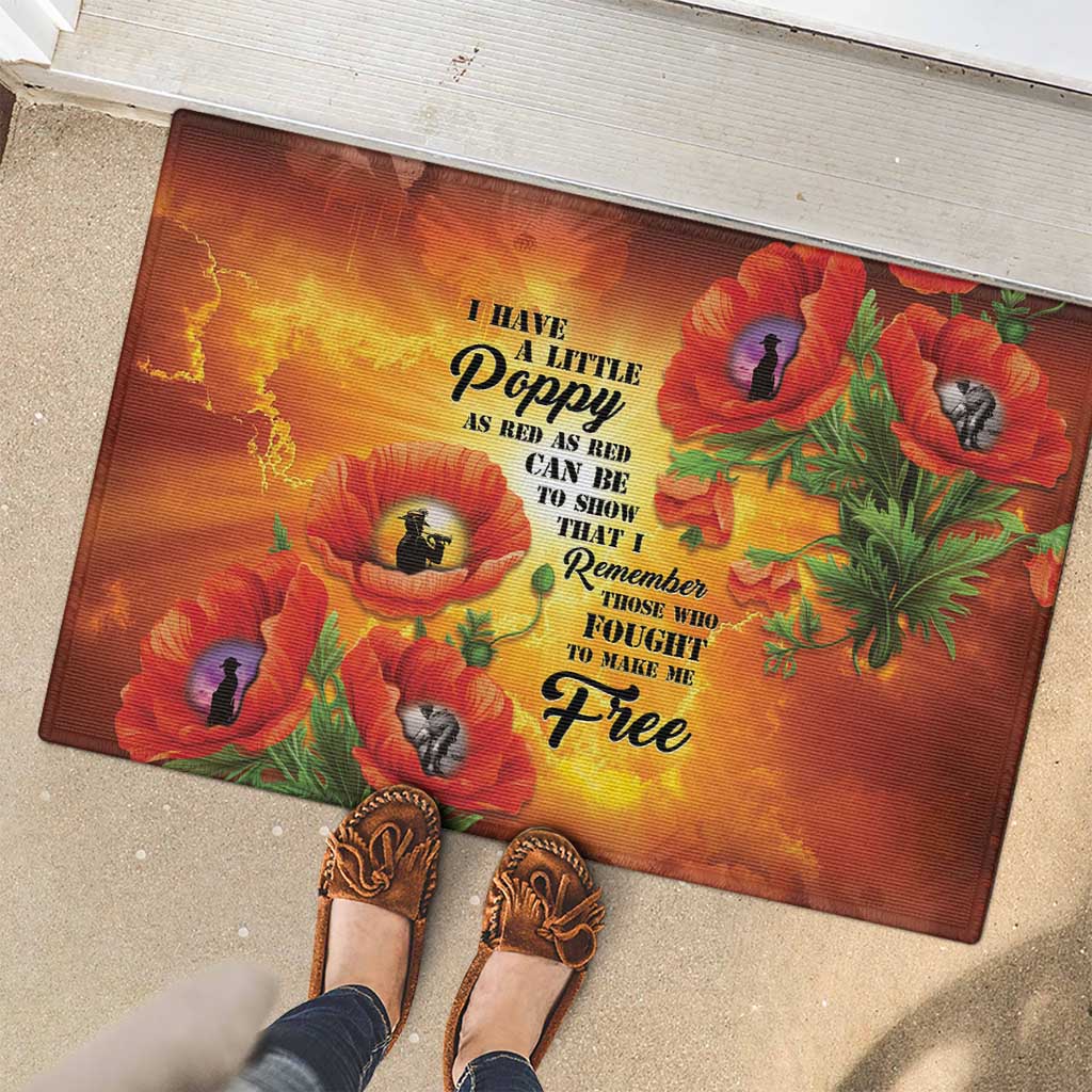 ANZAC Day Red Poppy Rubber Doormat Honoring The ANZAC Spirit