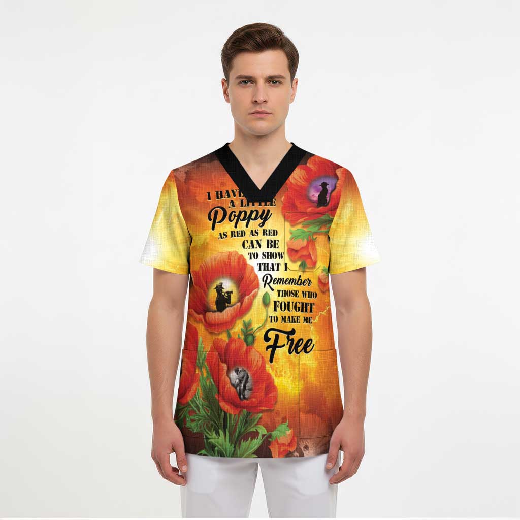 ANZAC Day Red Poppy Scrub Top Honoring The ANZAC Spirit - Polynesian Pride