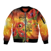 ANZAC Day Red Poppy Sleeve Zip Bomber Jacket Honoring The ANZAC Spirit