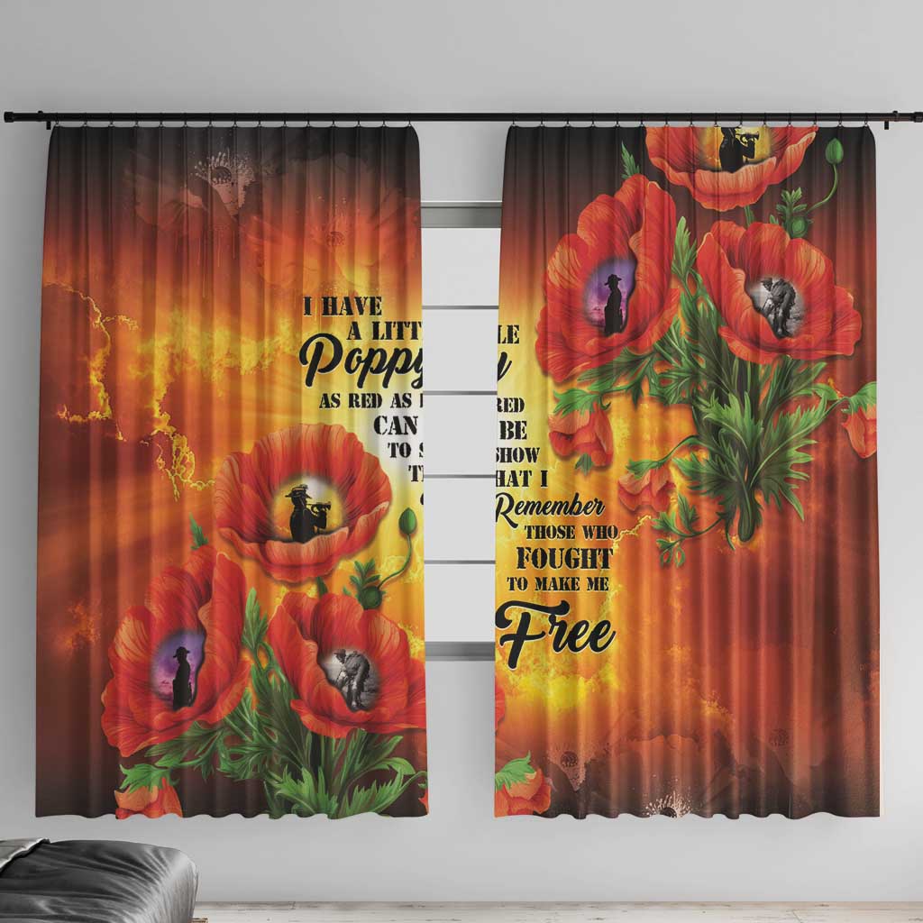 ANZAC Day Red Poppy Window Curtain Honoring The ANZAC Spirit