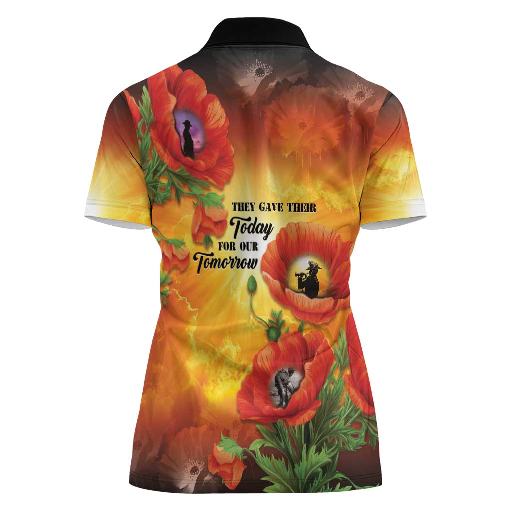 ANZAC Day Red Poppy Women Polo Shirt Honoring The ANZAC Spirit