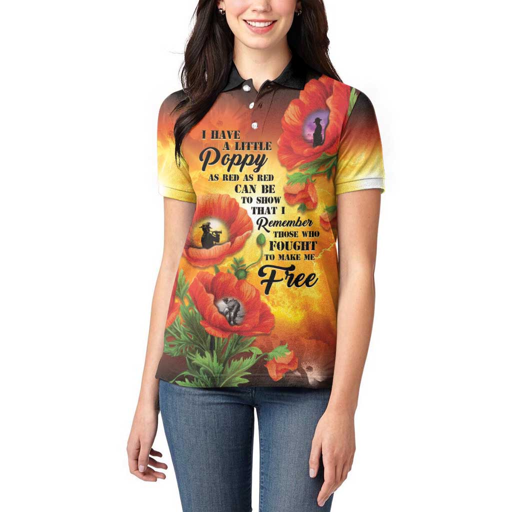 ANZAC Day Red Poppy Women Polo Shirt Honoring The ANZAC Spirit
