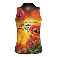 ANZAC Day Red Poppy Women Sleeveless Polo Shirt Honoring The ANZAC Spirit