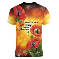 ANZAC Day Red Poppy Women V-Neck T-Shirt Honoring The ANZAC Spirit
