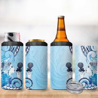 Aotearoa Maori Wahine 4 in 1 Can Cooler Tumbler Fantail Bird Blue Gold Marble LT05 - Polynesian Pride