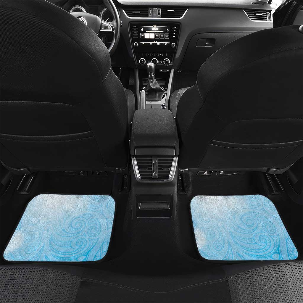 Aotearoa Maori Wahine Car Mats Fantail Bird Blue Gold Marble